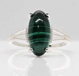 African Malachite Ring In Sterling Silver