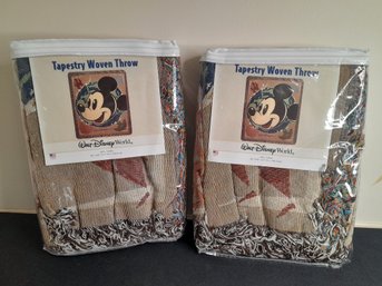 Pair Of Mickey Mouse Tapestry Blankets
