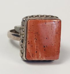 Vintage Sterling Silver Pink/ Jasper Stone Ring