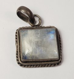Vintage Sterling Silver Moon Stone Square Pendant