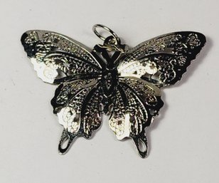 Sterling Silver Large Fill Agree Butterfly Pendant