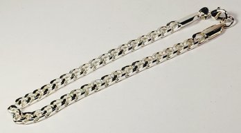 Beautiful Silver Tone Shiny Cuban Link Chain Bracelet / Anklet
