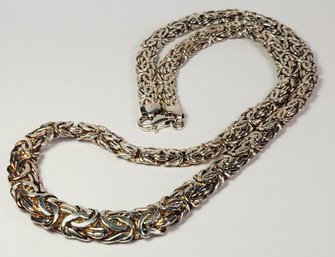 1 Of A Kind Vintage - Sterling Silver Thick HEAVY  Graduated Byzantine Link Necklace