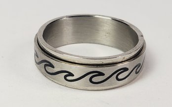 Wave Design Stainless Steal Spinner Ring Large Size 13