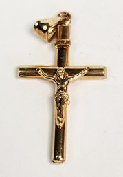 NEW ....Classic Italian 18k Yellow Gold Crucifix Pendant  In Box