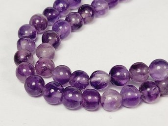 New ...   Sterling Silver AMETHYST STONE  Beaded Ball Necklace