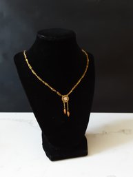 14K Gold Vintage Floral Tassel Necklace 6.78 G TW