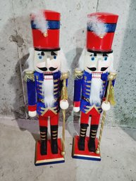 Pair Of 30' Wooden Christmas Nutcrackers