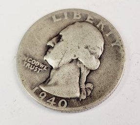 1940-P Washington Silver Quarter (84 Years Old)