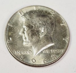 1968-d Kennedy SILVER  Half Dollar Unc