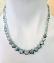 Jay King Faceted Aquamarine Graduated Gemstone Necklace With Sterling Hook Clasp