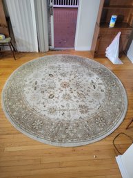 Persian Rug From The Elmwood Collection. Round. . Sage / Copper Beige