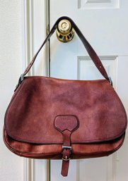 PRADA Boho Chestnut Leather Messenger Style Shoulder Bag