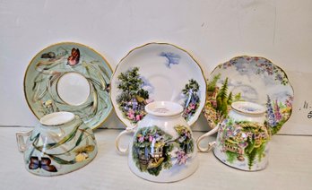 Vintage English Heirloom Bone China Teacups & Saucers - Royal Vale & Royal Albert