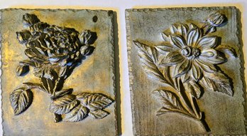 Lovely Metallic Floral Relief Vintage Plaque Wall Tiles