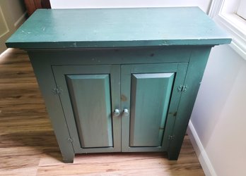 Small Primitive Country Look Green Painted Wood Accent Table Nightstand #1