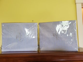 New RL Ralph Lauren XL Twin Blue & White Oxford Triped Sheet Sets