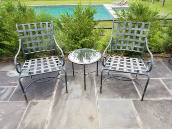 Vintage Brown Jordan Verdigris Patinated Small Outdoor Table And Chairs