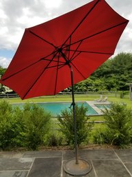 8 Foot Red Market Umbrella With Stand