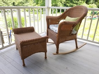 Wicker Rocking Chair With Ottoman