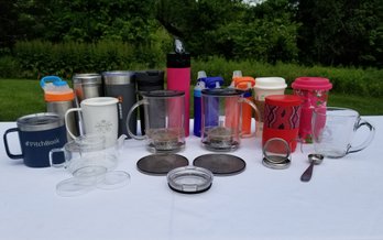 Mixed Lot Of Coffee, Tea & Cold Drink Cups & Teavana System