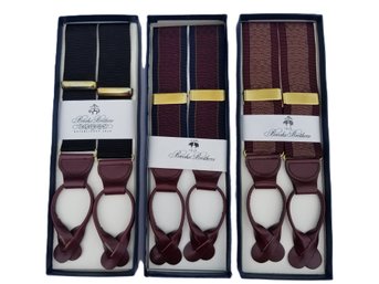 Three Pairs Of Brooks Brothers Men's Suspenders - New Condition