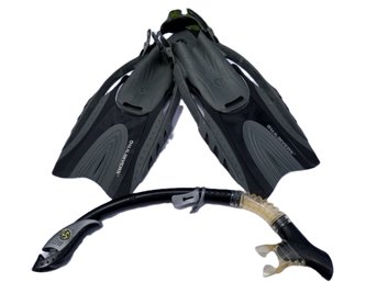 U.S. Divers Full Foot Fins & Snorkel Tube With Carry Bag - Size S/M