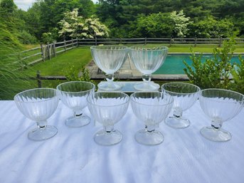 Eight Ribbed Clear Glass Footed Sorbet Ice Cream Berry Dessert Cups