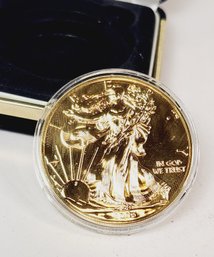 Very Cool And Beautiful 24k Gold Overlay 1 Oz Silver 2009 American Silver Eagle In Original Box