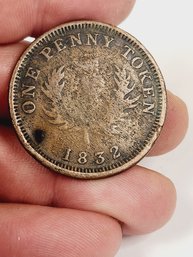 Antique 1832 CANADA Provinces NOVA SCOTIA VINTAGE OLD Penny Token Coin