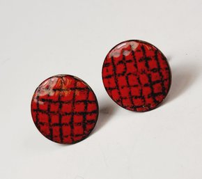 Vintage Retro Screw Back Enamel Earrings