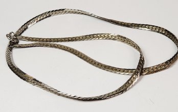 Vintage Sterling Silver Herringbone Link Flat Necklace