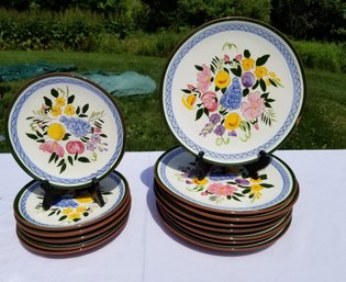 Vintage Stangl Hand Painted Fruit & Flowers Dinner & Salad Plates