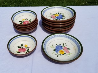 Vintage Stangl Hand Painted Fruit & Flowers Pasta & Soup Bowls