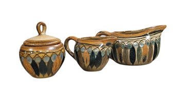 Noe Suro Mexican Tonala Pottery Set Of 3