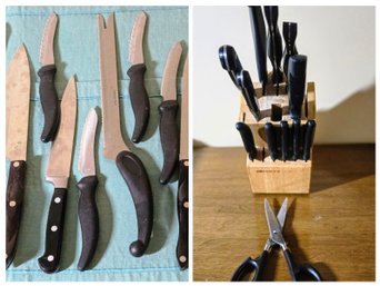 A Collection Of Kitchen Knives And Sissor Includes Cutco, Miracle Blade & Henkel And