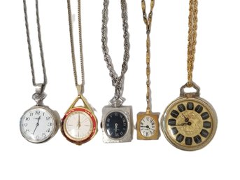 Five Matinee Length Watch Necklaces: Timex, Rouan Deluxe, Sheffield