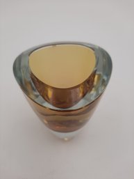Vintage Mid Century Modern Amber Art Glass Vase
