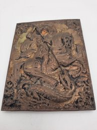 Antique 19th Century Russian Icon Of St George Slaying The Dragon