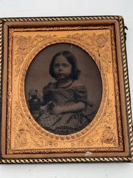 Antique Tin Type Photograph Of A  Young Girl
