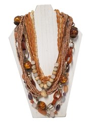 Five Earth Tone Beaded Necklaces