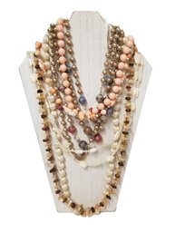 Seven Neutral Tone Beaded Necklaces
