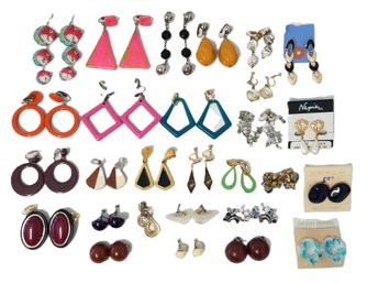 28 Pairs Of Cute & Colorful Clip-on & Pierced Earrings