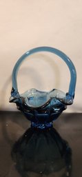 Tropical Blue Glass Candy Basket