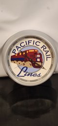 Pacific Rail Lines Battery Operated Wall Clock
