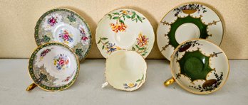 3 Exquisite Bone China Tea Cups N Saucers By Ansley, Shelley, And Hutschenreuther