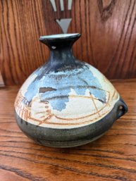 Hand-thrown Ceramic Bud Vase With Artisan Marks