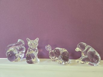 Set Of 4 Crystal Animal Figurines - 3 Are Made By Lennox , Squirrel, Fox, Bunny, Bear