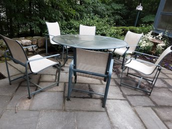 Glass Top Round Patio Table And Chair Set