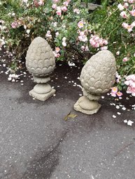 Pair Of Concrete Pineapple Garden Sculptures